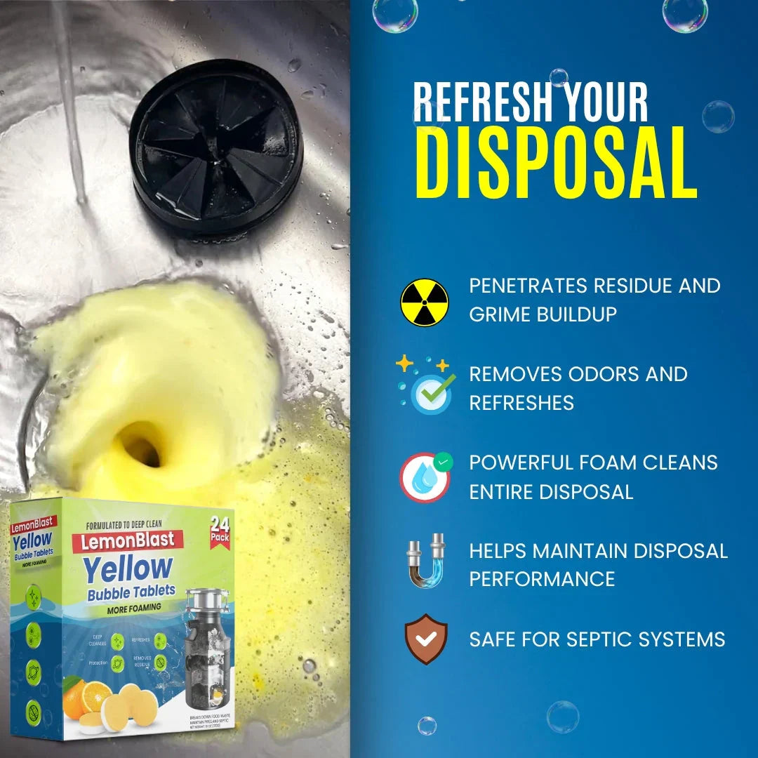 LemonBlast™ Effervescent Cleaning Tablets – 24pcs | Deep Degreasing & Fresh Lemon Clean