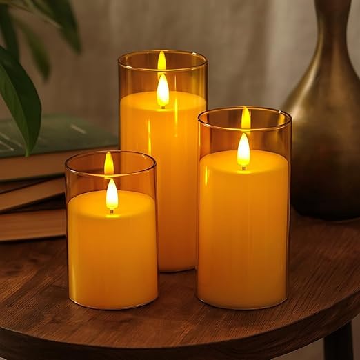 Acrylic Wireless LED Flameless Pillar Candles – Set of 3