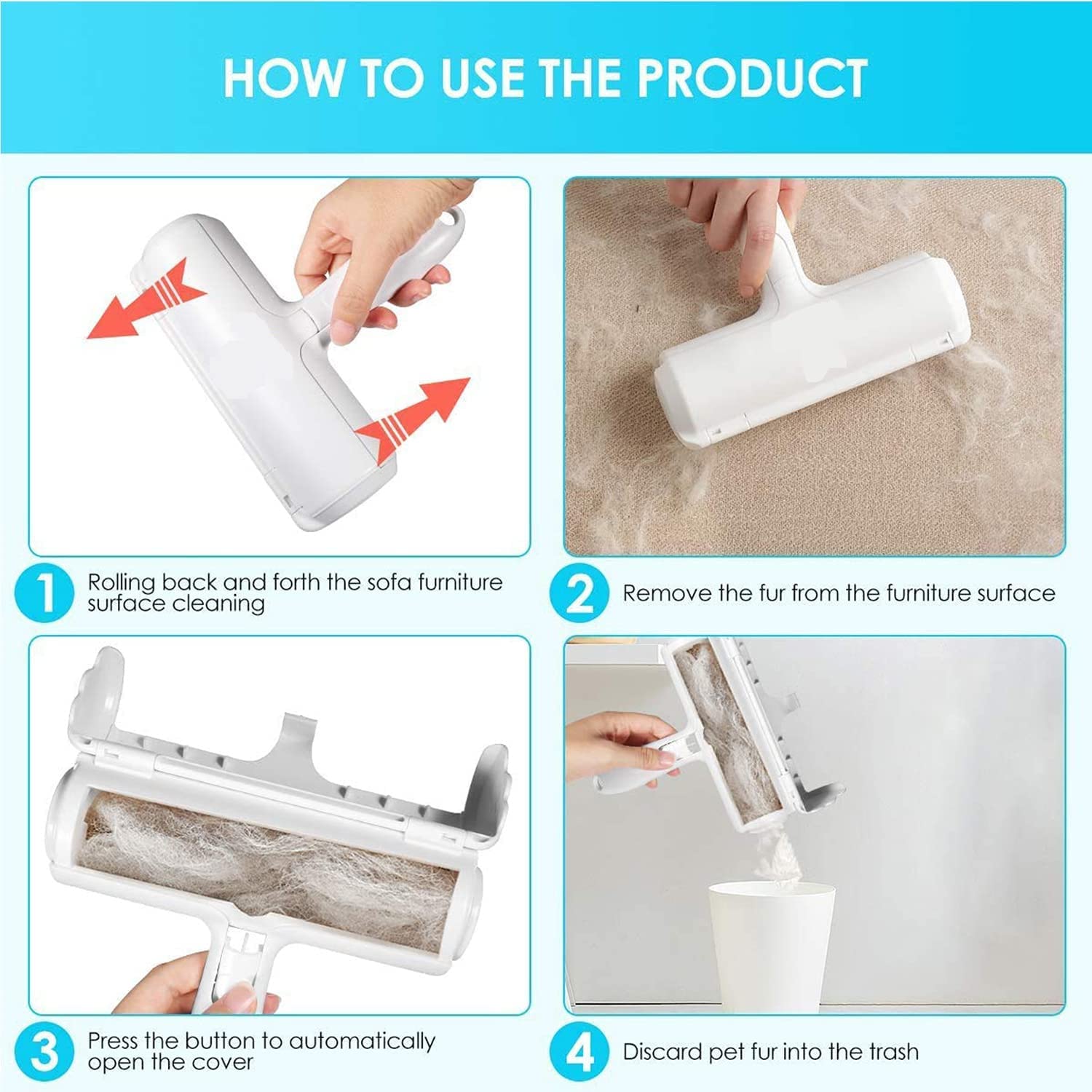 Pet Hair Remover Lint Roller With Storage Case